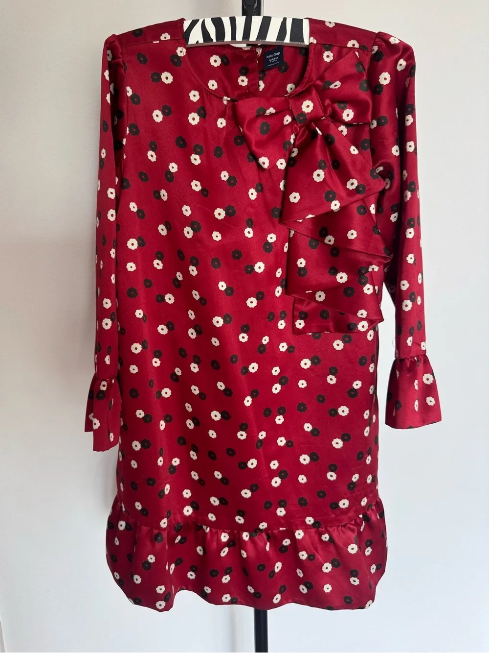 Baby Gap Toddler Girls Red Floral Satin Bow Dress | Size 5 Years